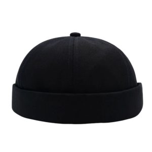 Black Canvas Docker Cap – Premium Brimless Beanie for Men