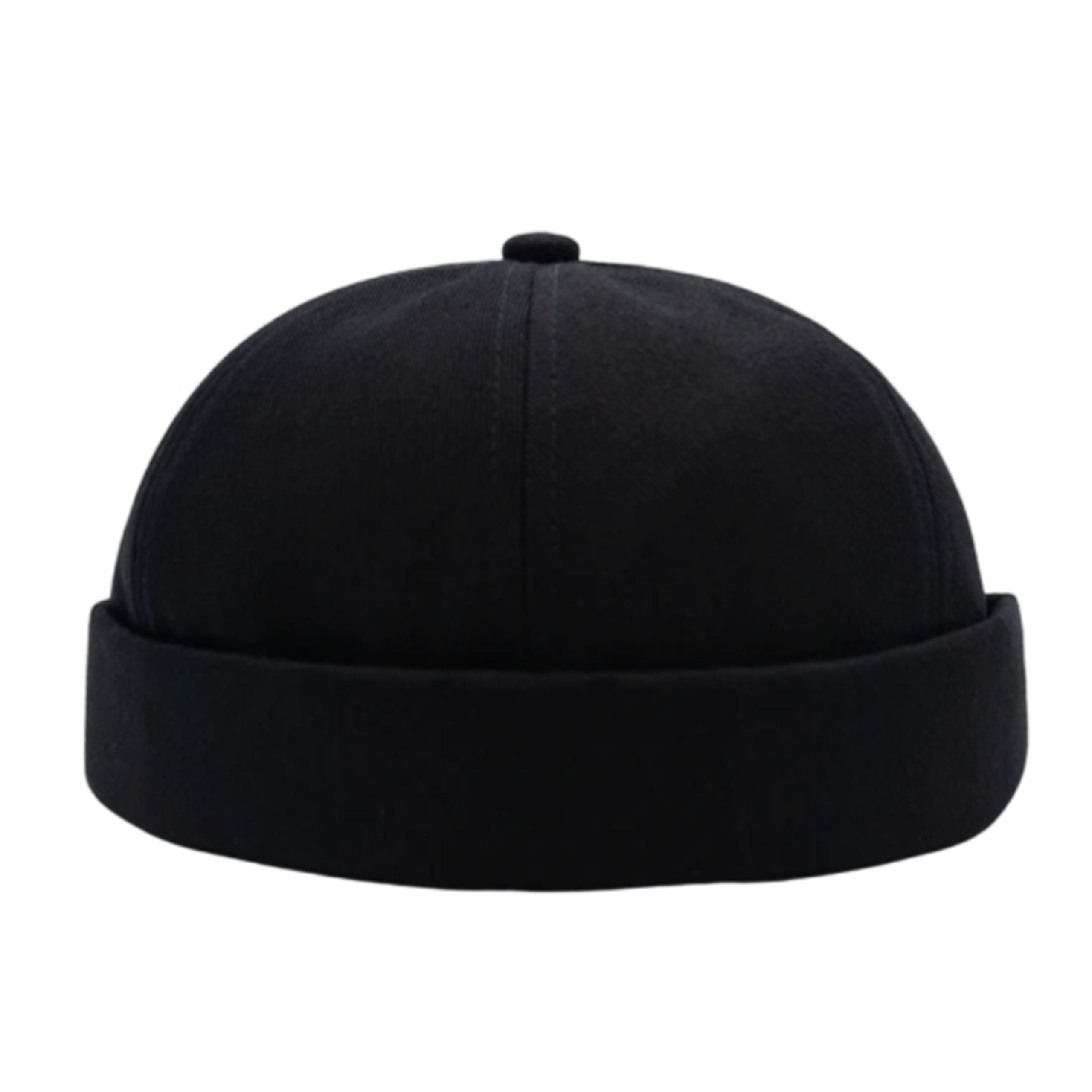 Black Canvas Docker Cap – Premium Brimless Beanie for Men