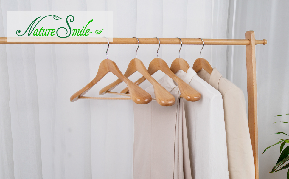 Nature Smile 16" Wooden Hangers Anti-Slip Natural Coat Hanger - Image 6